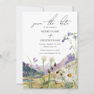 Reserve A Data Casamento Rustic Watercolor Wildflower Mountain