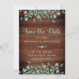 Reserve A Data Casamento Rustic Wood Watercolor Eucalyptus Greene