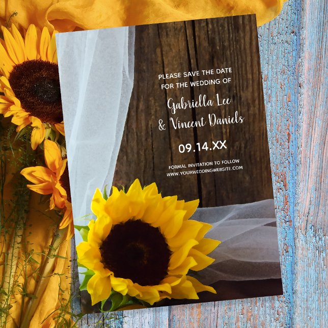 Reserve A Data Casamento Rustic Yellow Sunflower Barn Salvar Data (Criador carregado)