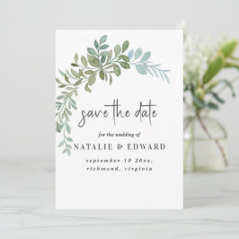 Reserve A Data Casamento Rústico Aquarela com Eucalipto Verde Sua