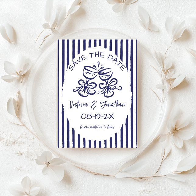 Reserve A Data Casamento Rústico Azul e Branco (Criador carregado)
