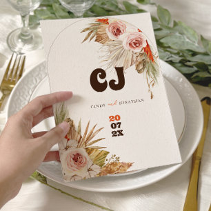 Reserve A Data Casamento Rústico Boho com Grama Pampas