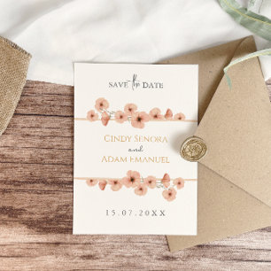 Reserve A Data Casamento Rústico com Flores Silvestres Rosa Blush