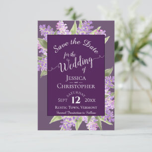 Reserve A Data Casamento Rústico de Aquarela Lilases Caligrafia
