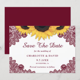 Reserve A Data Casamento Rústico de Lace de Girassol Burgundy