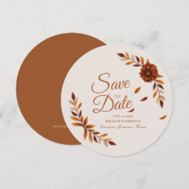 Reserve A Data Casamento Rústico de Outono em Bege e Siena Queima