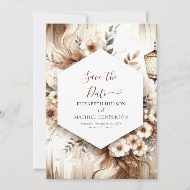 Reserve A Data Casamento rústico minimamente editável (Frente)