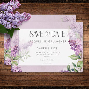 Reserve A Data Casamento Rústico Romântico Roxo e Sage Lilacs
