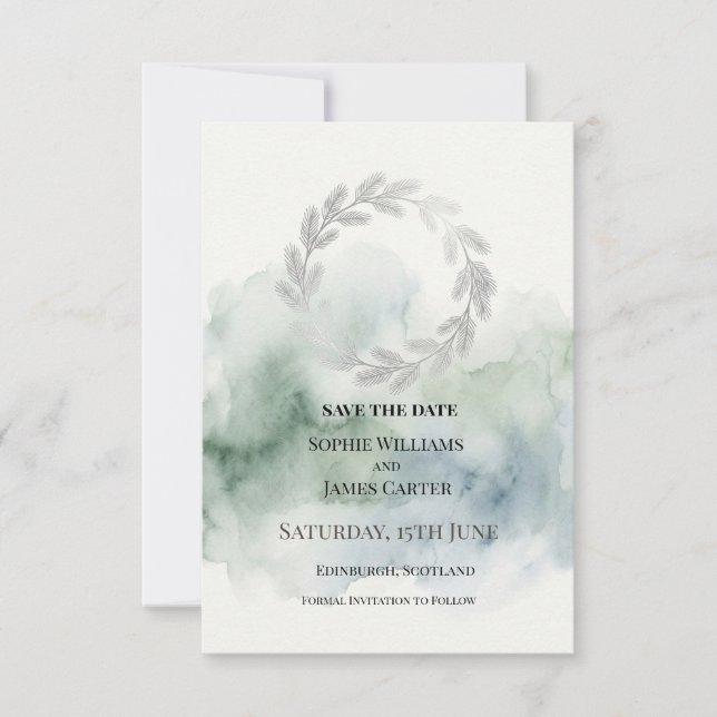 Reserve A Data Casamento Sage Laurel (Frente)