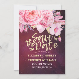 Reserve A Data Casamento Salvar A Data Penas Florais Vermelha Bor
