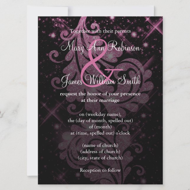 Reserve A Data Casamento Salve A Data Da Glitter Floral Rosa (Frente)