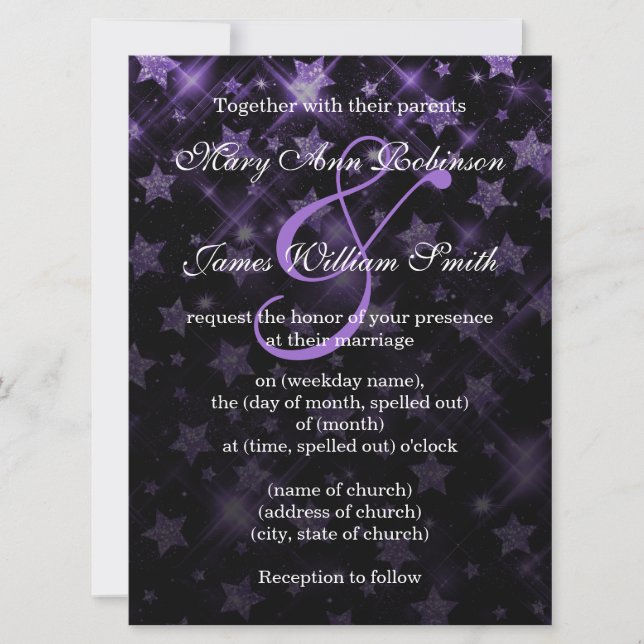 Reserve A Data Casamento Salve A Data Das Estrelas Da Lama Roxa (Frente)