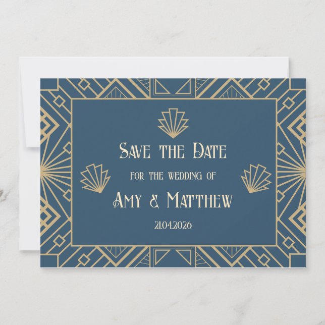 Reserve A Data Casamento Salve a data - estilo Art Deco Gatsby (Frente)