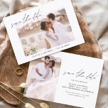 Reserve A Data Casamento Salve a Data Foto Minimalista<br><div class="desc">Casamento Salve os Cartões de Data que têm uma foto na frente e atrás. Os Cartões salve a data contêm uma moderna tipografia cursiva escrita escrita escrita escrita escrita escrita escrita escrita que é elegante,  simples e moderna a ser usada depois da simples celebração do dia de casamento minimalista.</div>