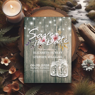 Reserve A Data Casamento Salve A Data Rústica Da Madeira Mason Ja