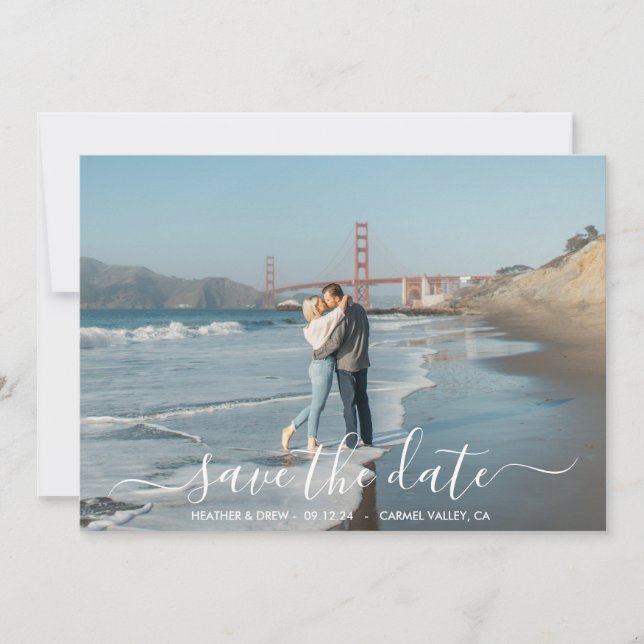 Reserve A Data Casamento Save The Date Caligrafia Elegante Modern (Frente)