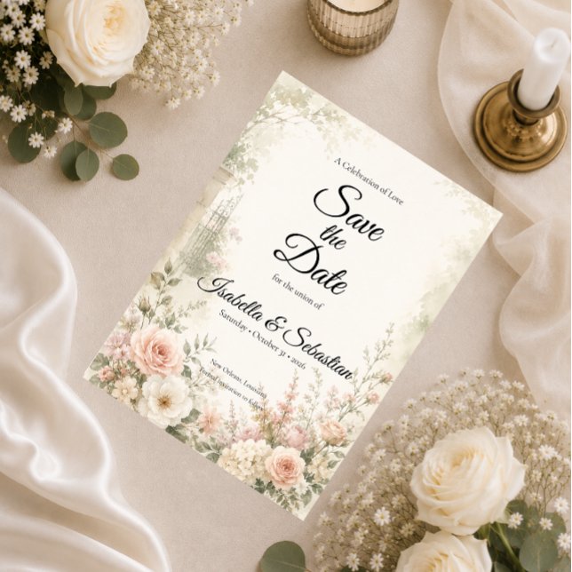 Reserve A Data Casamento Serenidade do Jardim com Toque Romântico (Criador carregado)