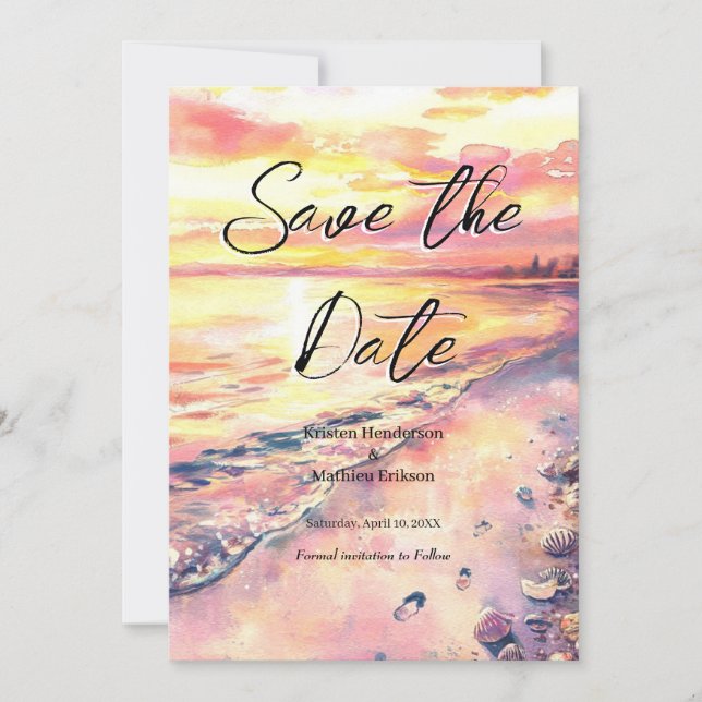 Reserve A Data Casamento Simple Summer Beach (Frente)