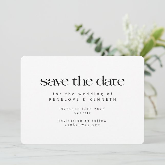 Reserve A Data Casamento Simples Branco Básico Minimalista Modern (Em pé/Frente)