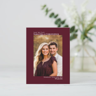 Reserve A Data Casamento Simples Burgundy Vertical Foto Minimalis