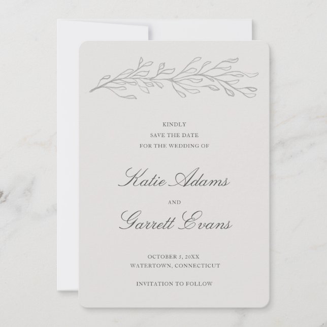 Reserve A Data Casamento Simples Cinza Elegante (Frente)