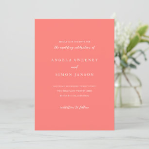 Reserve A Data Casamento Simples Coral Vibrante Ousado Moderno