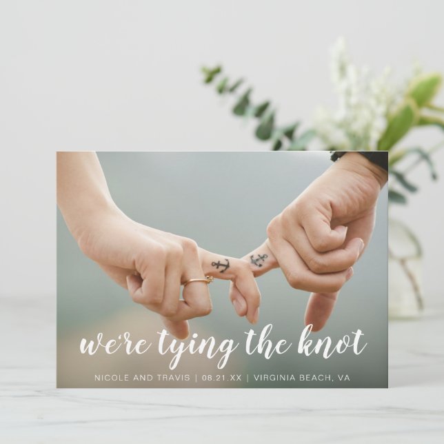 Reserve A Data Casamento Simples De Foto Náutica E Curta (Em pé/Frente)