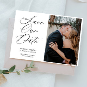 Reserve A Data Casamento simples de guião elegante com fotografia