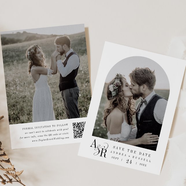 Reserve A Data Casamento Simples de Monograma Moderno e Minimalis (ANDREA Simple Modern Minimalist Monogram Wedding Save The Date)