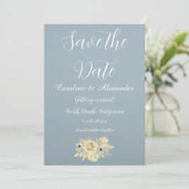 Reserve A Data Casamento Simples de Rico Boho com Elegante Azul D