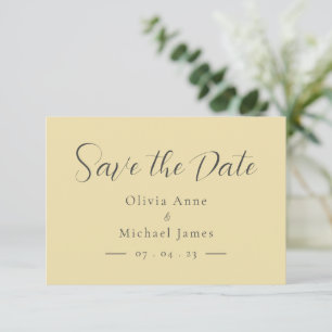 Reserve A Data Casamento Simples de Script Amarelo e Branco Paste