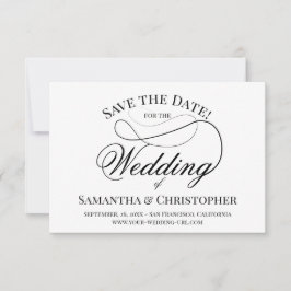 Reserve A Data Casamento Simples de Script Lacy Preto e Branco El