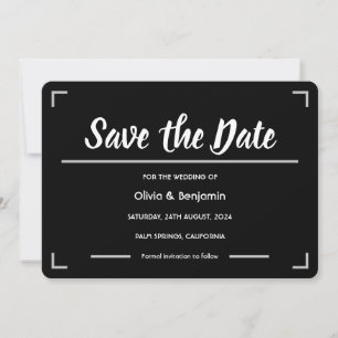 Reserve A Data Casamento Simples de Script Manuscrito Preto