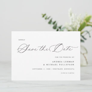 Reserve A Data Casamento Simples e Delicado Calliografia