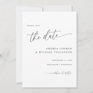 Reserve A Data Casamento Simples e Delicado Calliografia