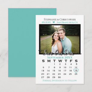 Reserve A Data Casamento Simples e Elegante Foto & Calendário Aqu