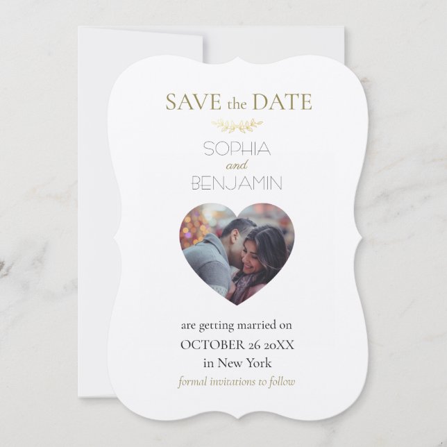 Reserve A Data Casamento Simples E Minimalista Da Foto Personaliz (Frente)