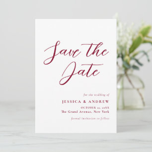 Reserve A Data Casamento Simples e Vermelho Brilhante Minimalista