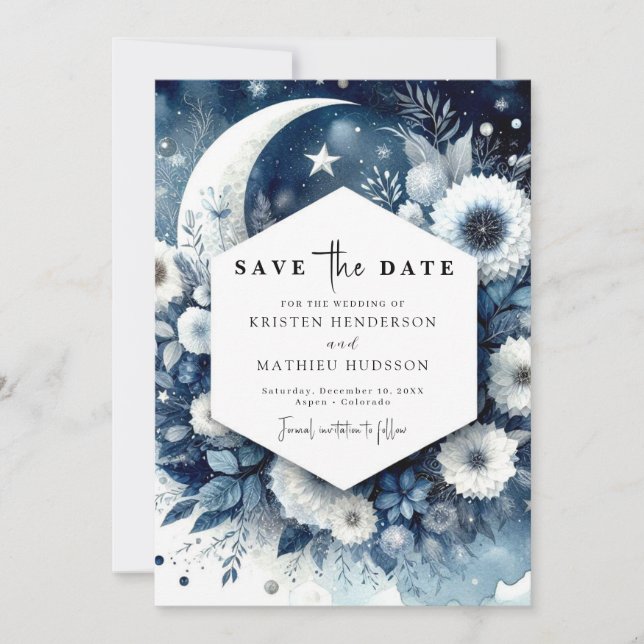 Reserve A Data Casamento Simples Elegance Moonlit (Frente)