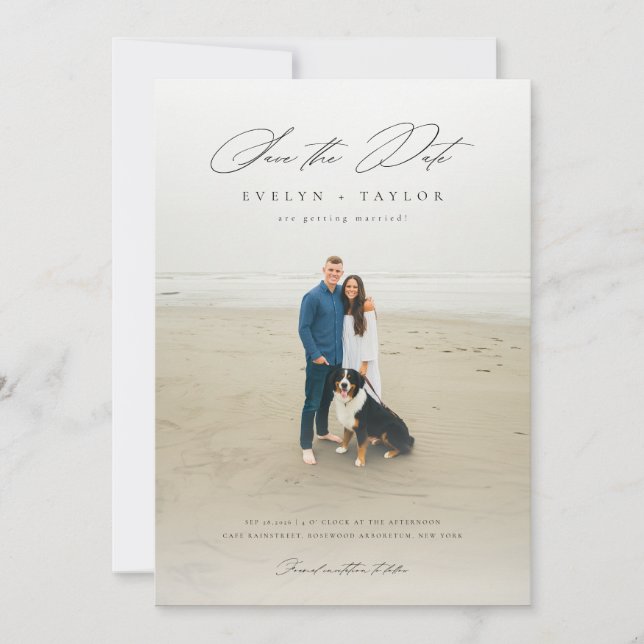 Reserve A Data Casamento Simples Elegante Moderno com Código QR F (Frente)