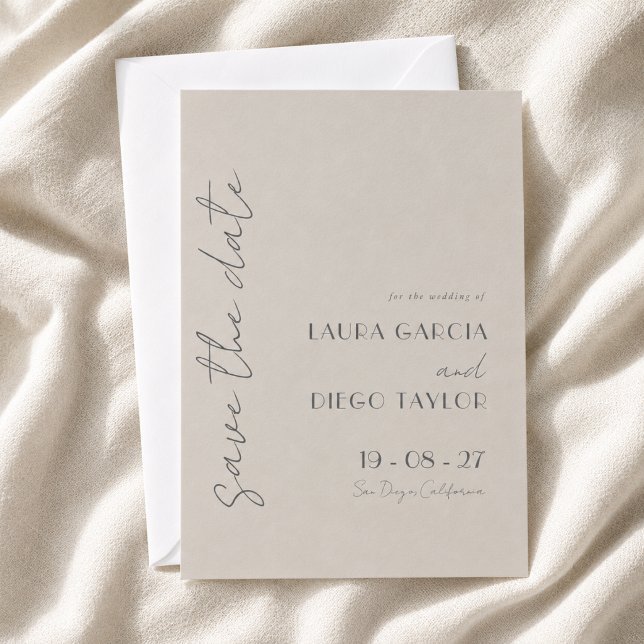 Reserve A Data Casamento Simples Elegante Taupe (Criador carregado)