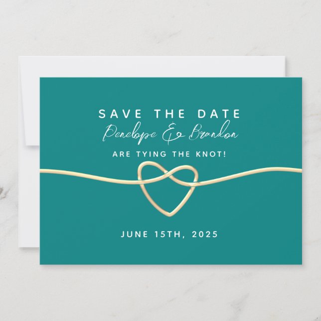 Reserve A Data Casamento Simples em Azul Turquesa (Frente)
