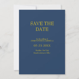 Reserve A Data Casamento Simples Formal Azul Marinho e Dourado