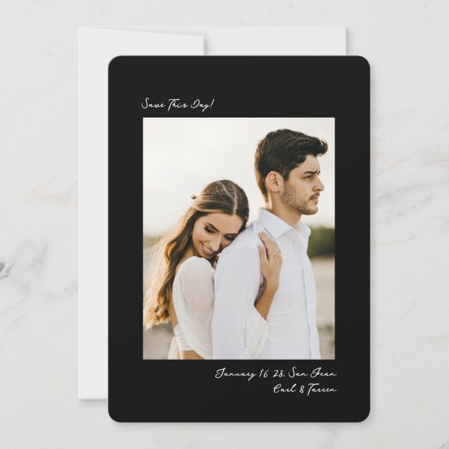 Reserve A Data Casamento Simples Foto Insta Preto Branco Moderno (Frente)