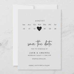 Reserve A Data Casamento simples minimalista de calender, salve a