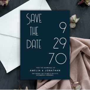 Reserve A Data Casamento Simples Minimalista Matte Azul-Marinho S