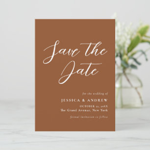 Reserve A Data Casamento Simples Minimalista Terra Cotta & White
