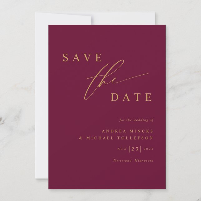 Reserve A Data Casamento Simples Moderno Amora e Ouro (Frente)