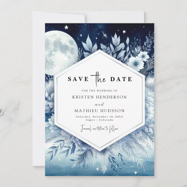 Reserve A Data Casamento Simples Moderno da Lua (Frente)