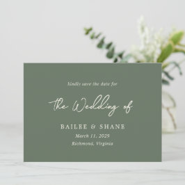 Reserve A Data Casamento Simples Moderno em Verde Oliva